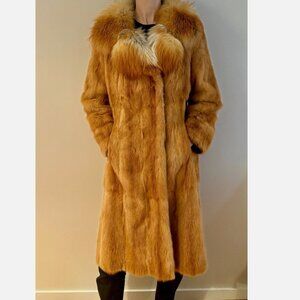 Vintage Red Fox Full Length Genuine Fur Coat Steen & Wright Penny Lane Princess